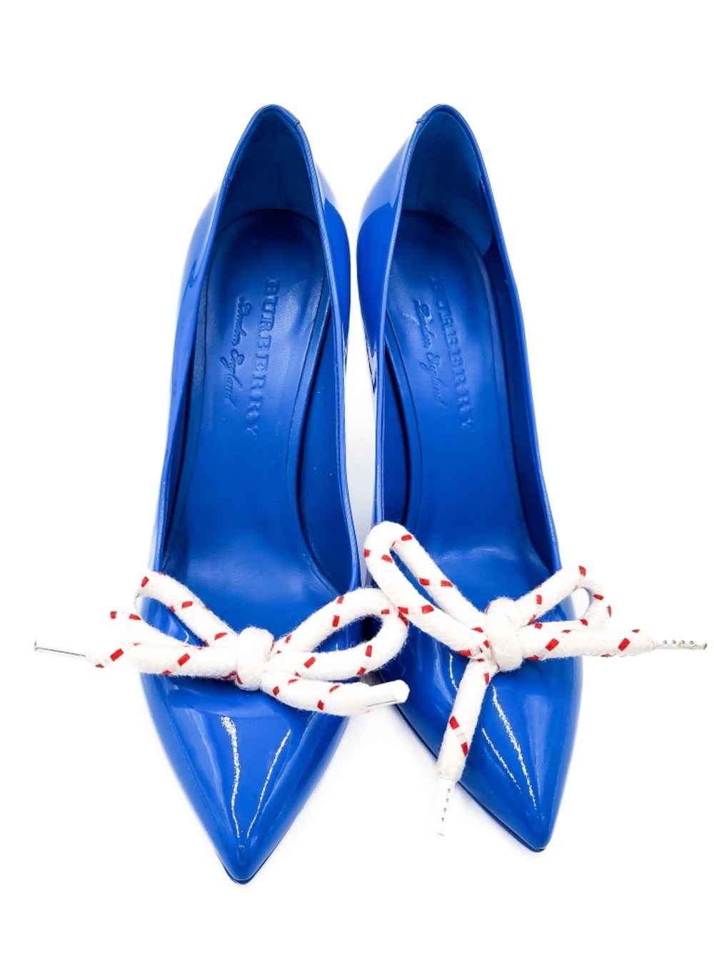 Burberry London Blue Patent Leather Nautical Bow Heel Pumps EU 39 - Picture 4 of 10